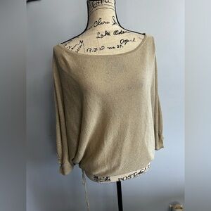 Express‎ design studio blouse metallic gold shimmer oversized glamour holiday